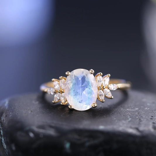 Blue Moonstone Engagement Ring
